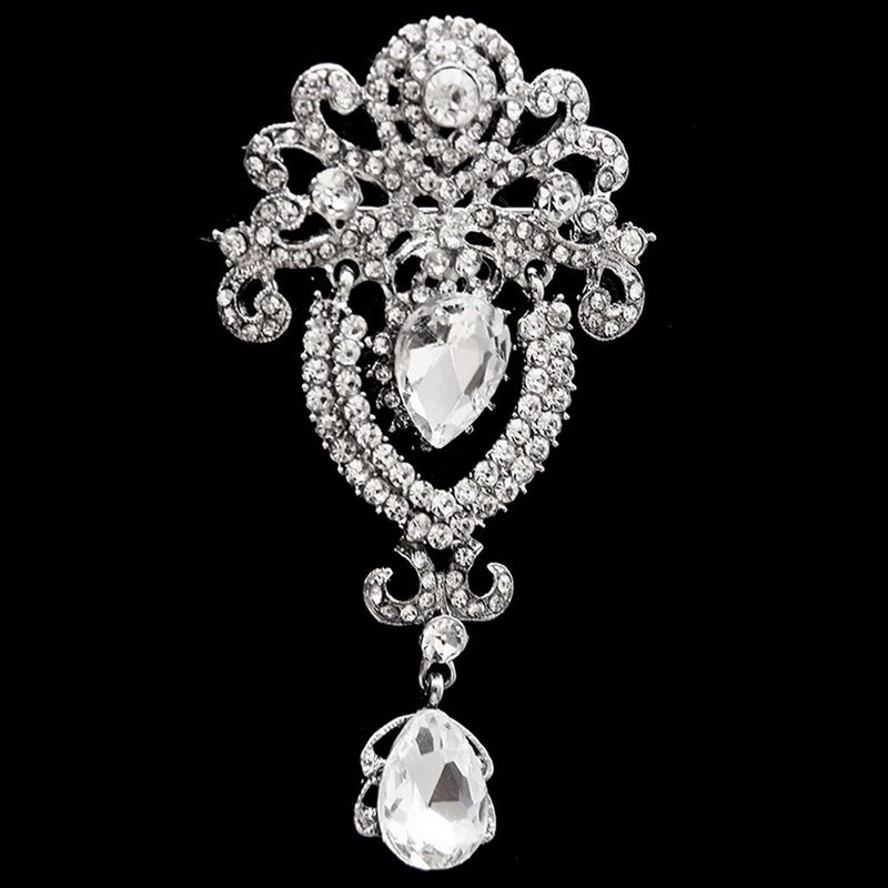 Pin Bros Liontin Zirkon Besar Bahan Resin Gaya Elegan Untuk Wanita