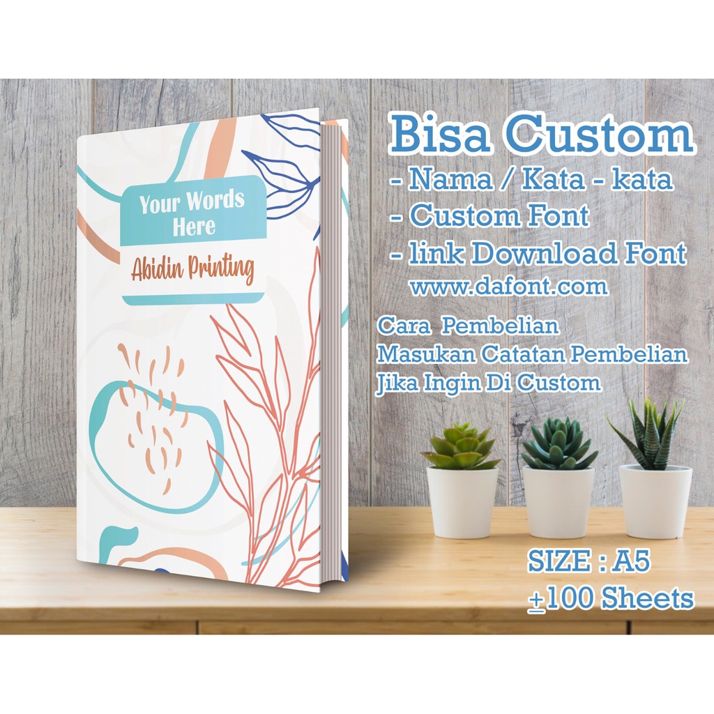 

Buku Catatan Custom_Notebook Custom_FLORAL WHITE GREEN_A5_GRID#DOTTED#LINE#POLOS