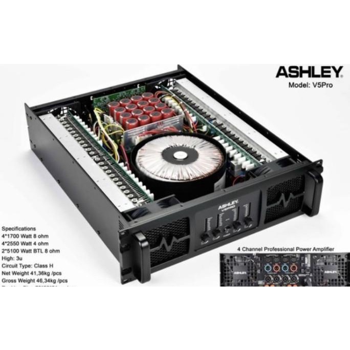 Power Ashley V5pro Original 4 channel V 5 PRO 4 x 1700 watt class h