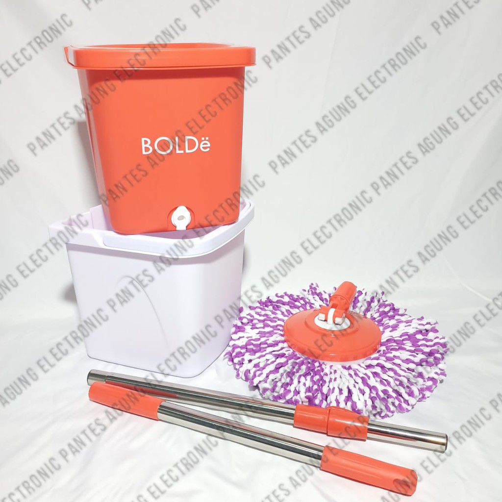 Alat Pel Super Mop BOLDe DOUBLE SIDE + tempat botol Pewangi STAINLES / PLASTIK ECO