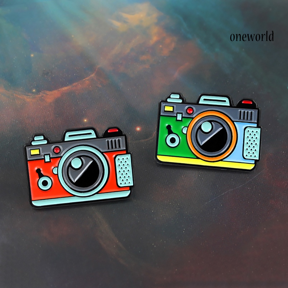 OW@ Cartoon Multicolor Camera Badge Collar Lapel Brooch Pin Clothes Jewelry Decor