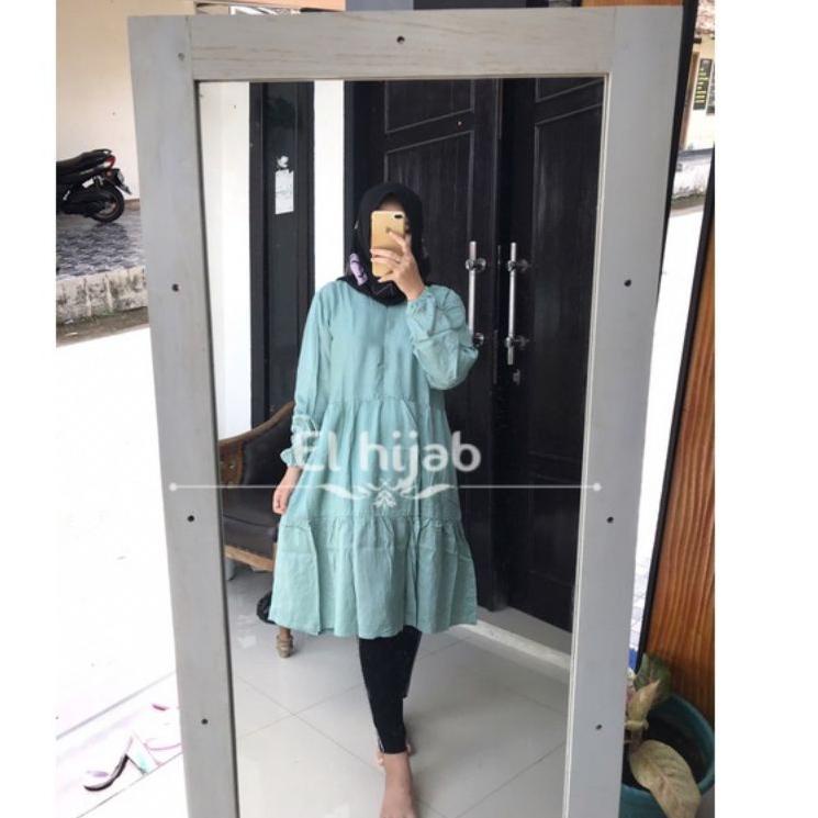 Terbaik.. Tunik Rayon Wiza Premium Viscose Polos Sleting Depan dan Kancing