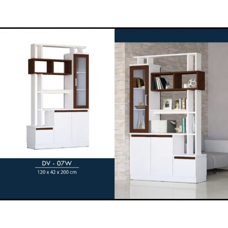 Lemari penyekat ruangan putih minimalis Bandung