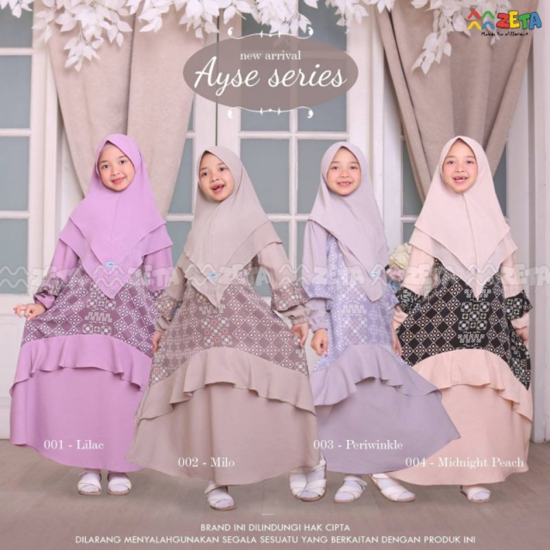 GAMIS ANAK SET KHIMAR CERUTY GAYZ AYSE SERIES 4-13 TAHUN ORIGINAL ZETA OUTFIT