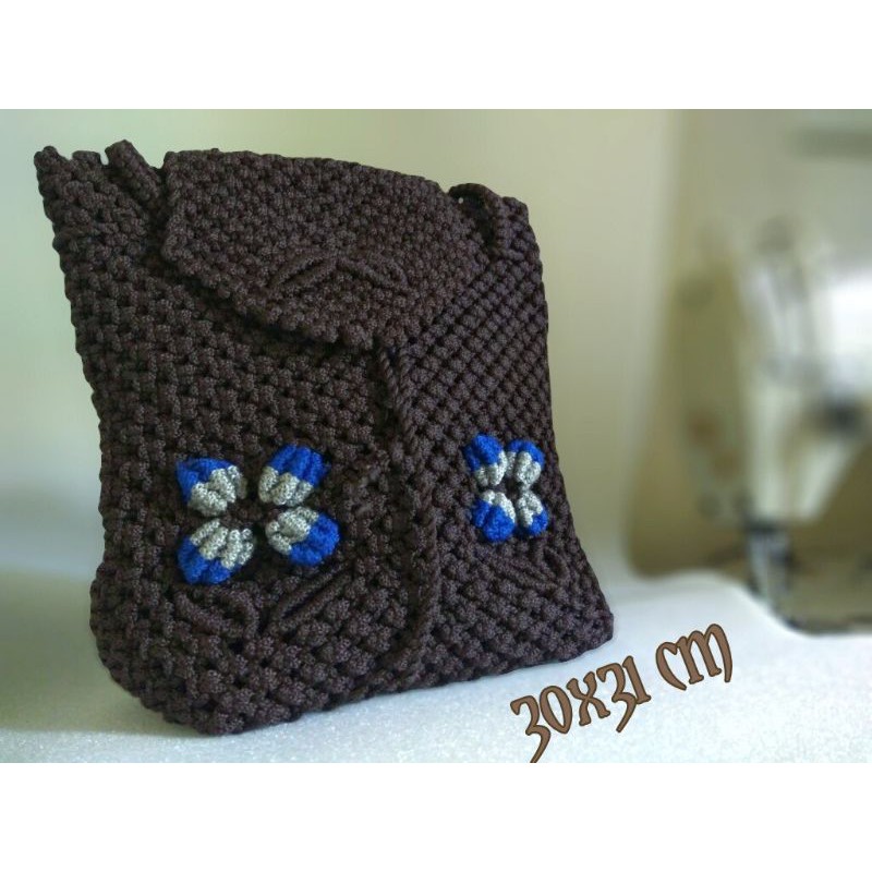 Tas Rajut Talikur Ransel Bunga