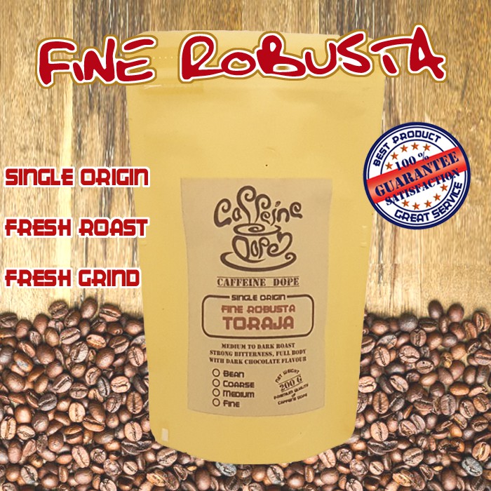 

Kopi Robusta Toraja 200 Gr -Fine Grade- Bean/Biji & Ground/Bubuk