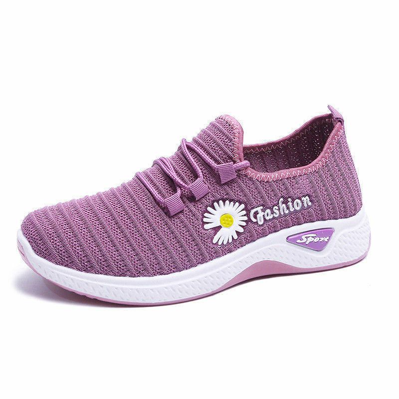 TOPGROSIR BR0002 Sepatu Wanita Motif Bunga Import Sneakers Korea-PURPLE