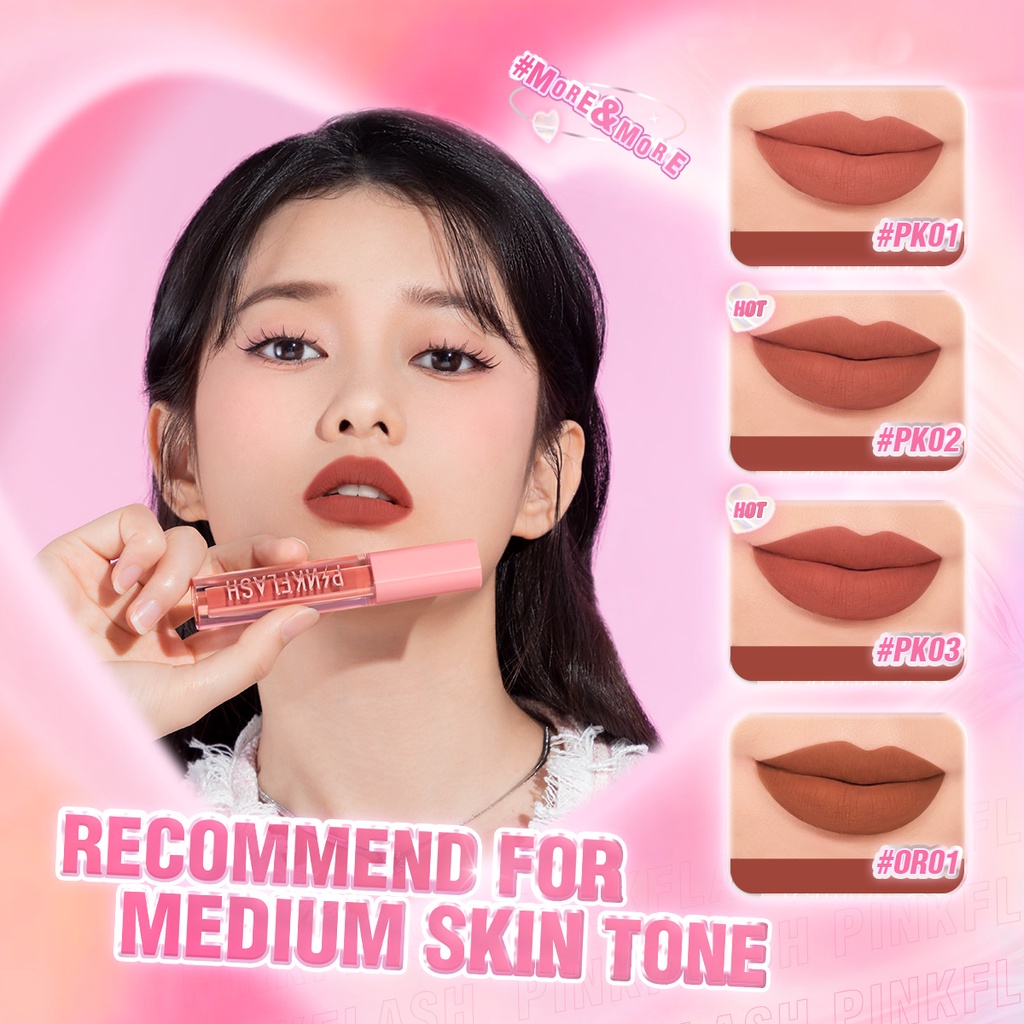 PINKFLASH Matte Liquid Lipstick Non-stick cup Mask-proof Lip Tint High Pigment  Moisture Waterproof Lip Gloss