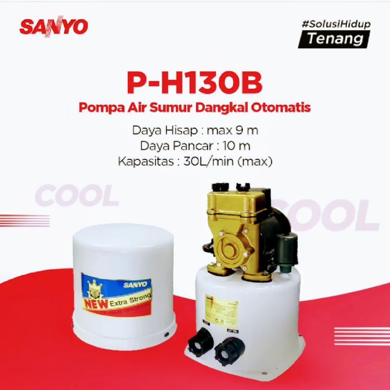 POMPA AIR SANYO P-H130B / 130B SUMUR DANGKAL OTOMATIS 130WATT