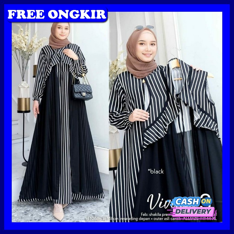Gamis Lebaran Perempuan Dewasa Gsmis Remaja Termurah Gmis Muslimah Pol Vivina 3 Gamis + Rompi Dewasa