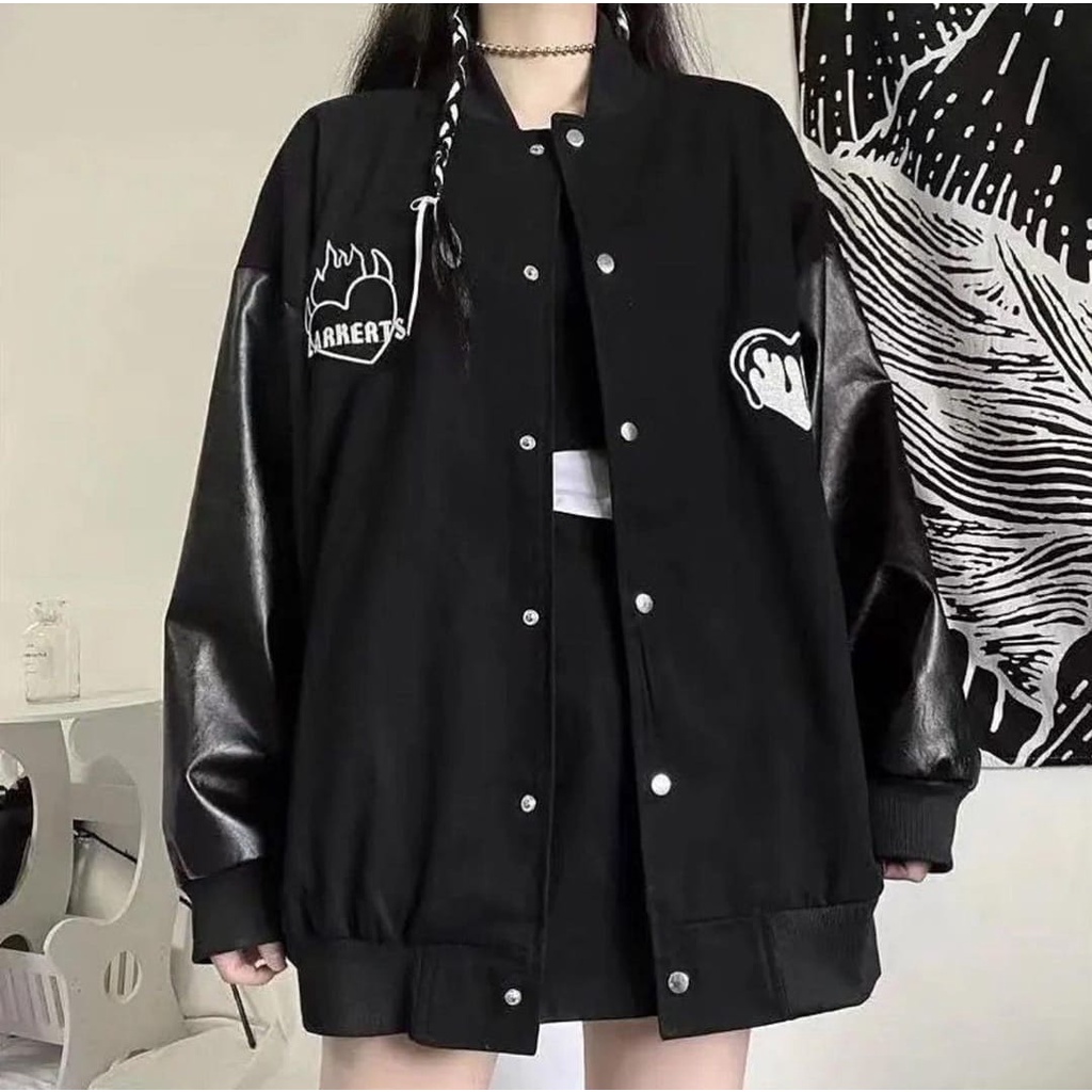 LARKERTS Oversize Baseball Wanita Jaket Varsity Oversize - Jaket Varsity Wanita Oversize - Jaket Baseball Oversize