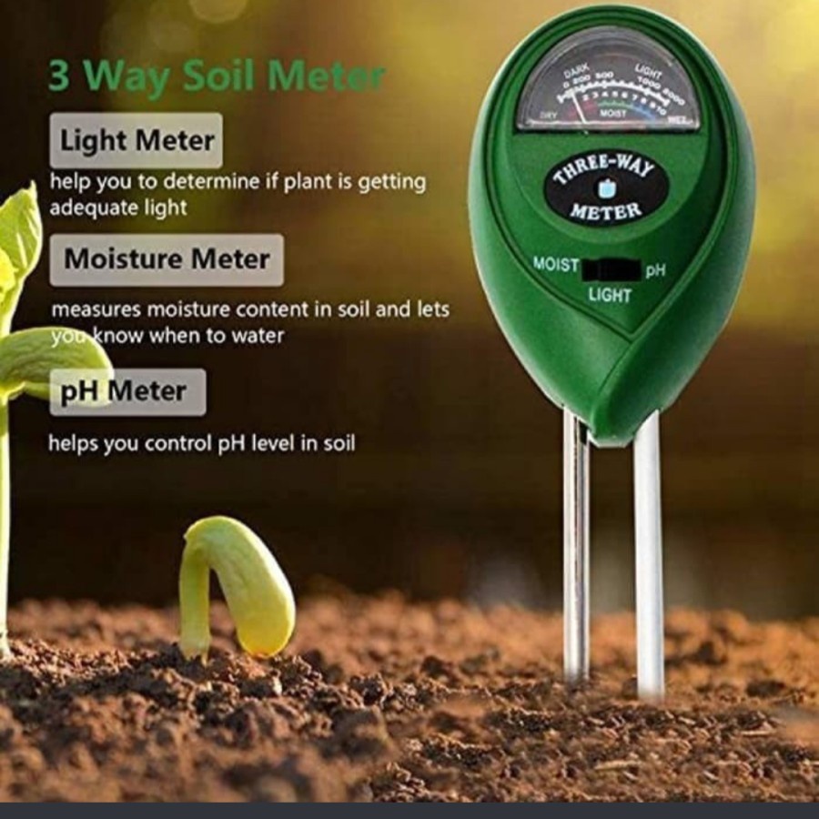 Soil meter 3 in 1 moisture ph light tester tanah alat cek analyzer set