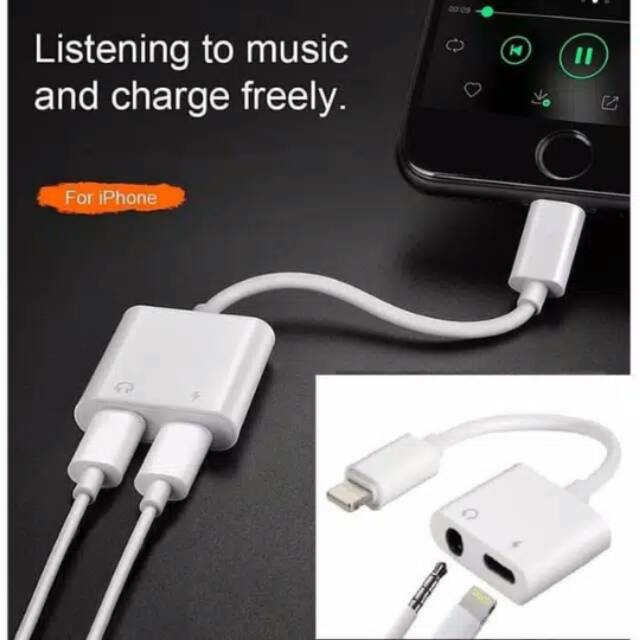 Dual Connector converter iphone 7 8 Plus Xs Max lightning audio jak 2in1