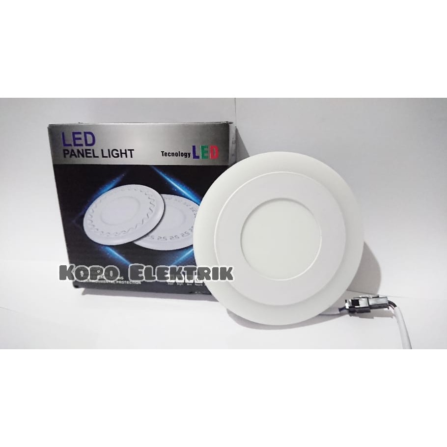 Lampu Downlight LED panel Putih Ring Pink 3+3 watt