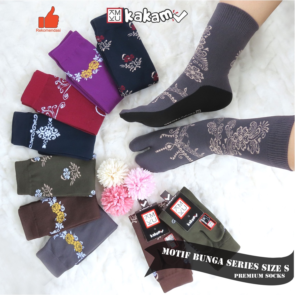 Kakamu Kaos Kaki Jempol Motif Henna Bunga Size S &amp; Motif M MIX 12 Pasang