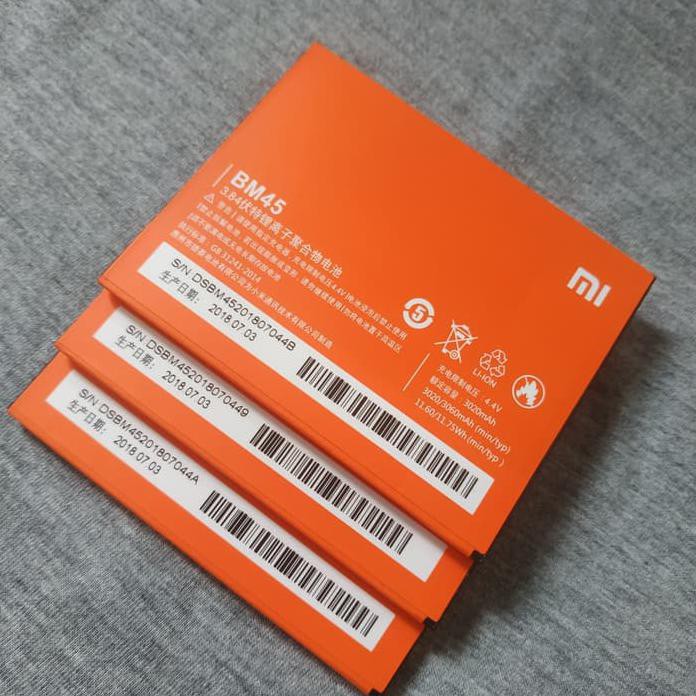 Batre Baterai Original 100% Xiaomi Redmi Note 2 Ori Batre Bm45