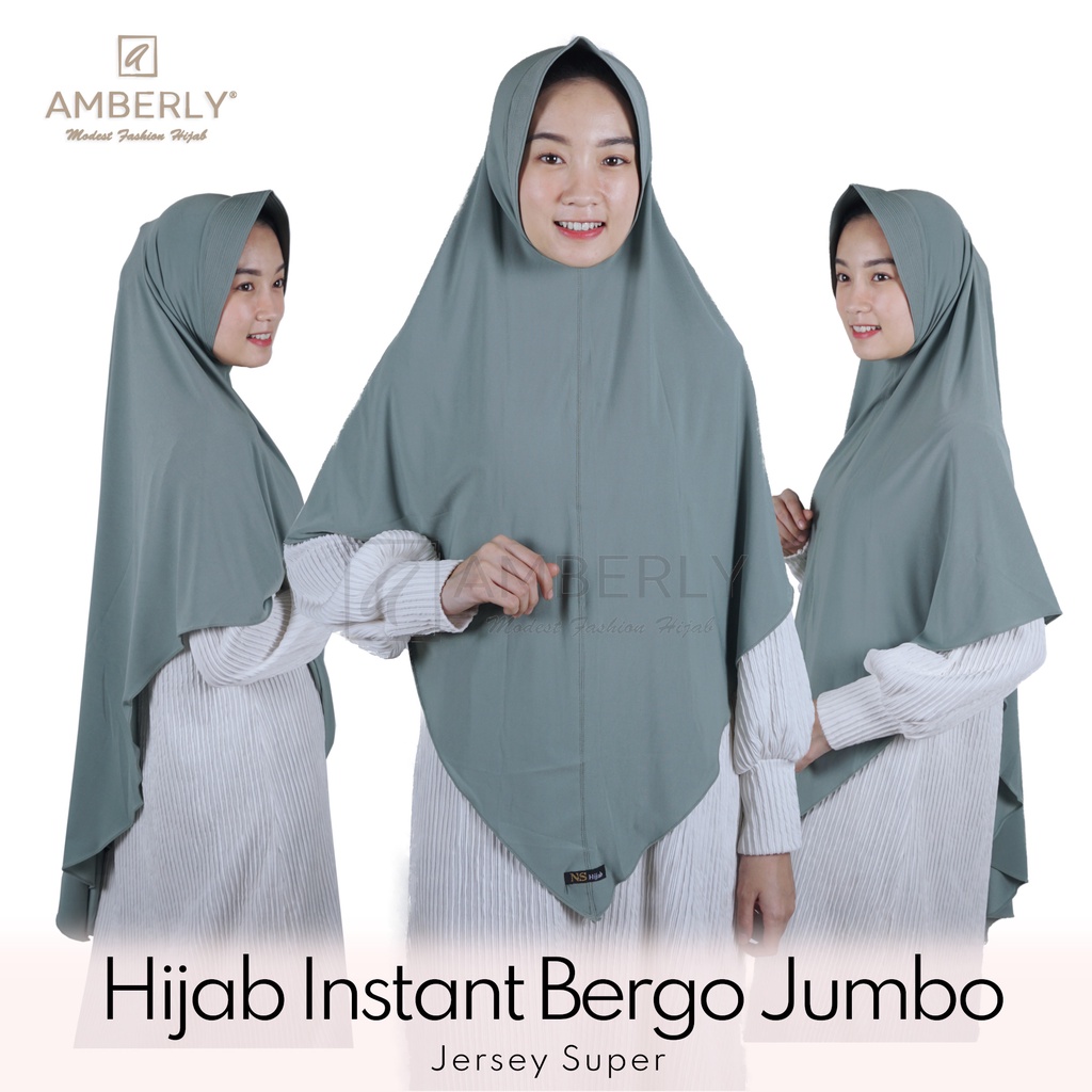 AmberlyHijab Jumbo Runcing Jilbab Instant Bahan Jersey Super