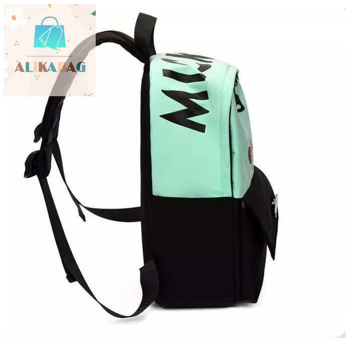 ALIKA BAG - Tas Ransel Anak Unisex New Contrast Color Waterproof Nylon Women's Backpack