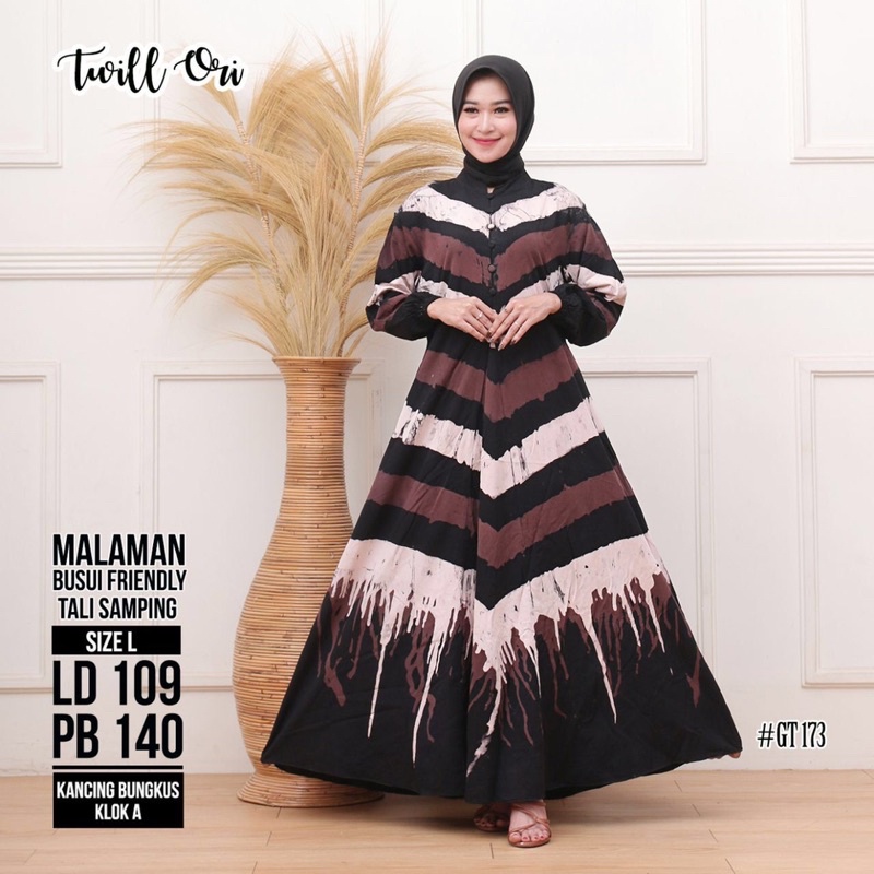 BAYAR DITEMPAT - GAMIS TWILL ORI PEKALONGAN GAMIS TWILL MURAH GAMIS TWILL MOTIF GARIS MODEL KLOK A K