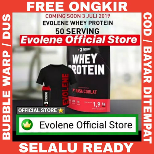 

Berkualitas Original Evolene Whey Protein 1,9 kg 50 sachet serving susu evo whey gym - Cokelat Unik