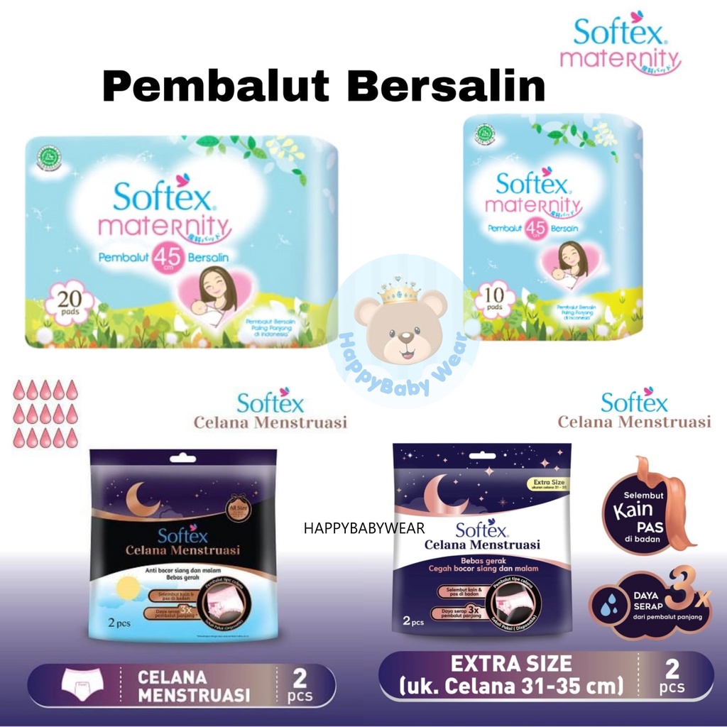 SOFTEX Maternity 45cm 10s&amp;20s / Celana Menstruasi Extra Size / Softex Daun Sirih