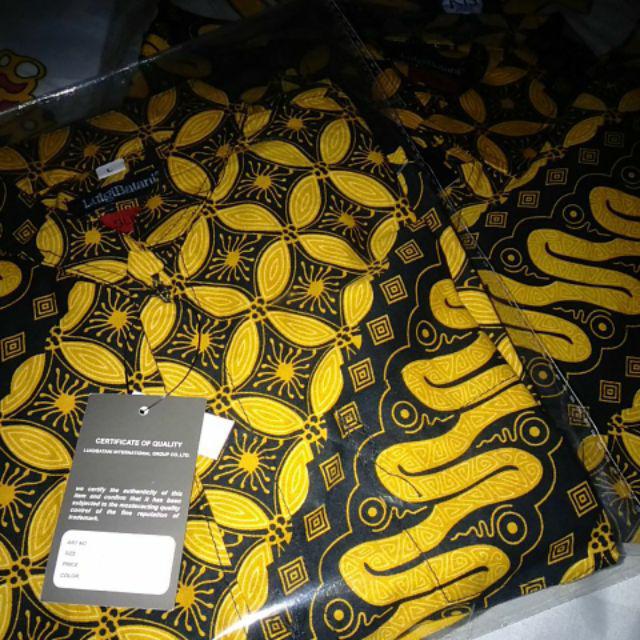 Set Batik Couple Ayah Dan Anak Motif Klasik Warna Kuning