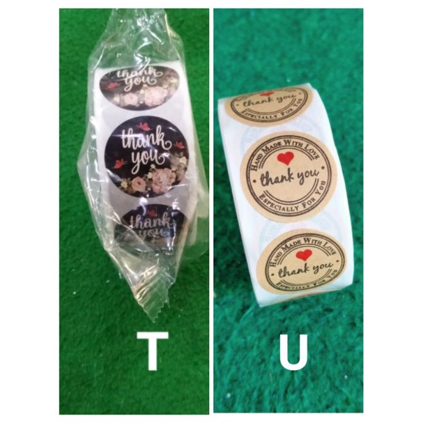 Harga 1 roll (500 pcs) sticker label thank you dan handmade with love untuk kue cookies dan packaging ol shop TIDAK BISA CUSTOM