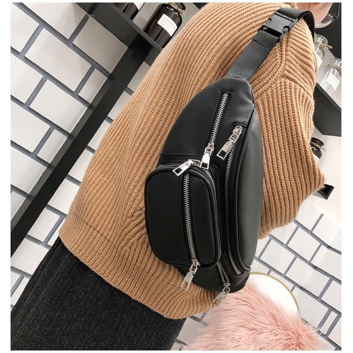 Tas Pinggang Wanita Import Banyak Resleting / Bum Bag Waist Bag - WB003