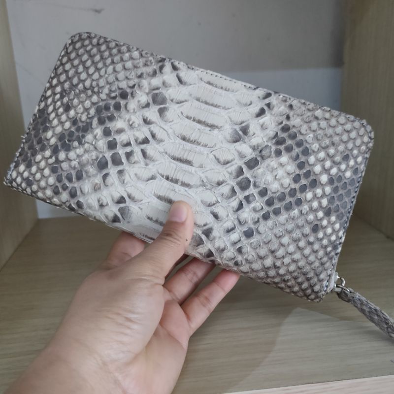 Dompet Zipper Kulit Ular Python