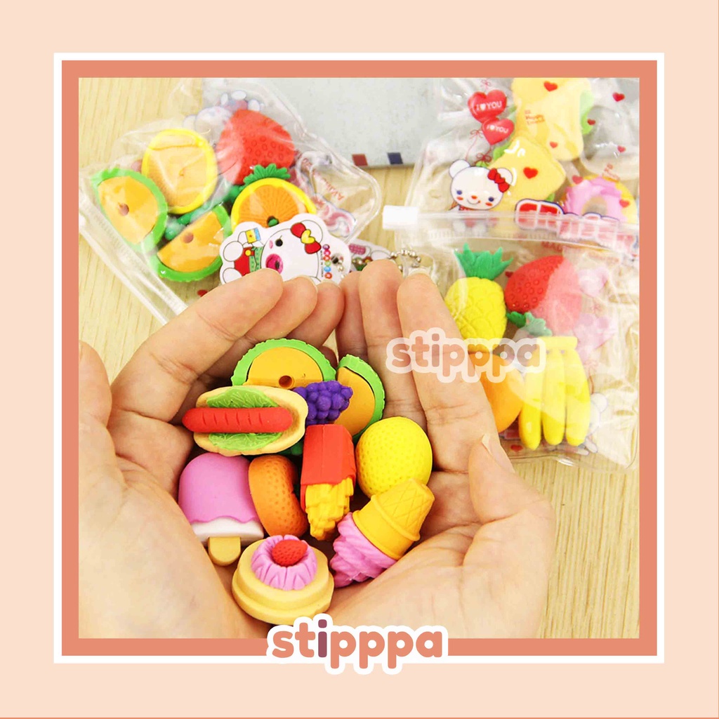 

[ ISI 4 ] SET PENGHAPUS KARAKTER MOTIF ANEKA BENTUK + POUCH / CUTE ERASER / PERLENGKAPAN ALAT TULIS / KOLEKSI KADO SOVENIR ULANG TAHUN / STIPPPA STIPPA STIPA