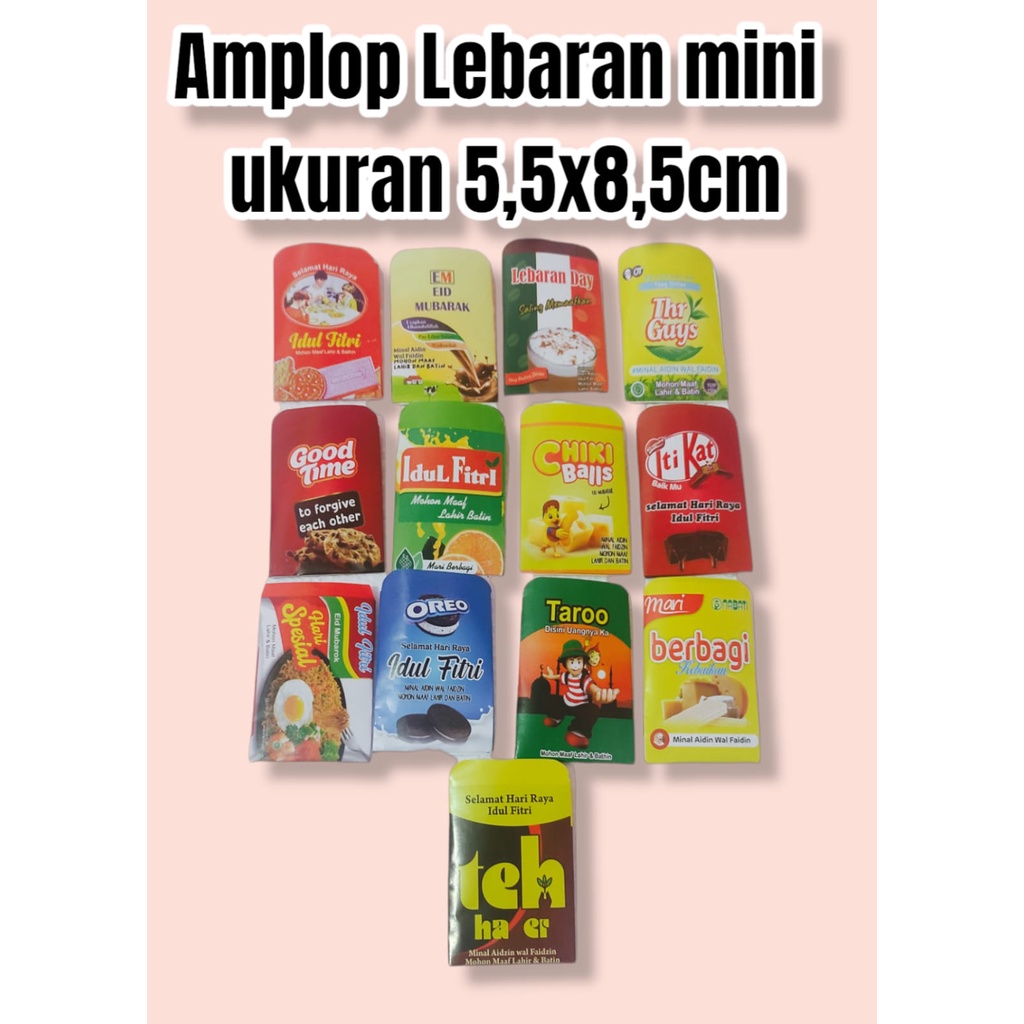 

Amplop lebaran motif SNACK ISI 10 LEMBAR ukuran 5,5x8,5cm