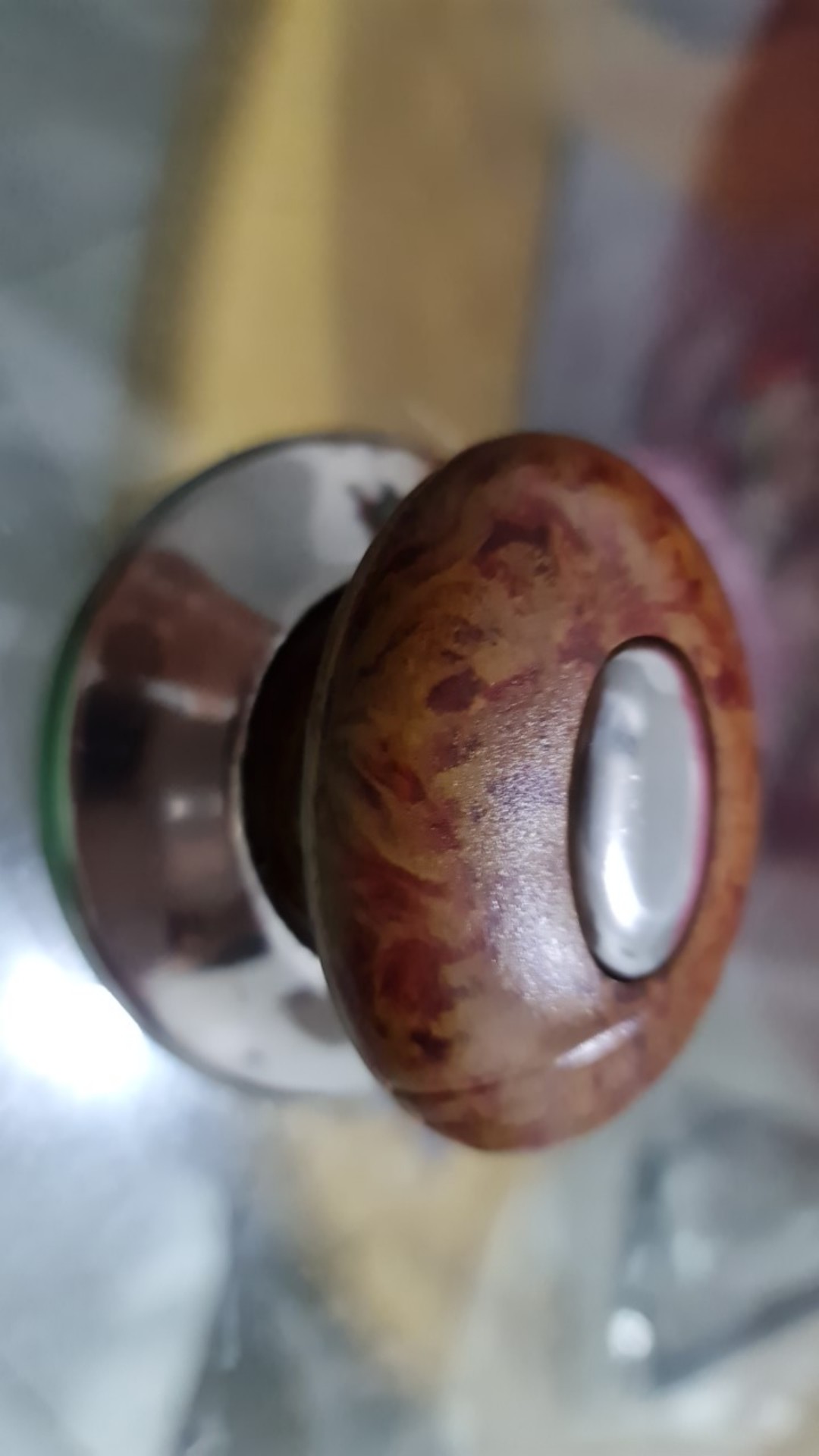 Knop / Pegangan Tutup Panci Model Oval Motif Kayu Bahan Phenolik