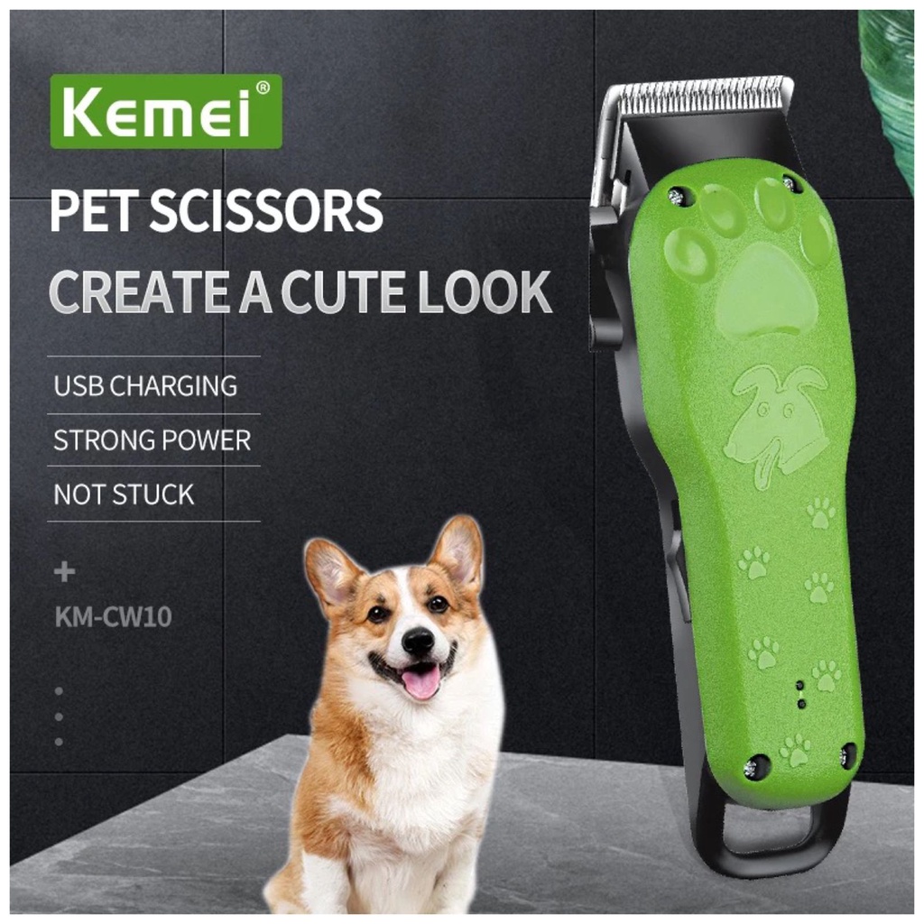 Alat Cukur Rambut KM CW 10 Bulu Hewan Anjing Kucing Kelinci Pet Clipper Elektrik Rechargeable Mesin Pemotong Bulu Cukuran Kemei KM CW10