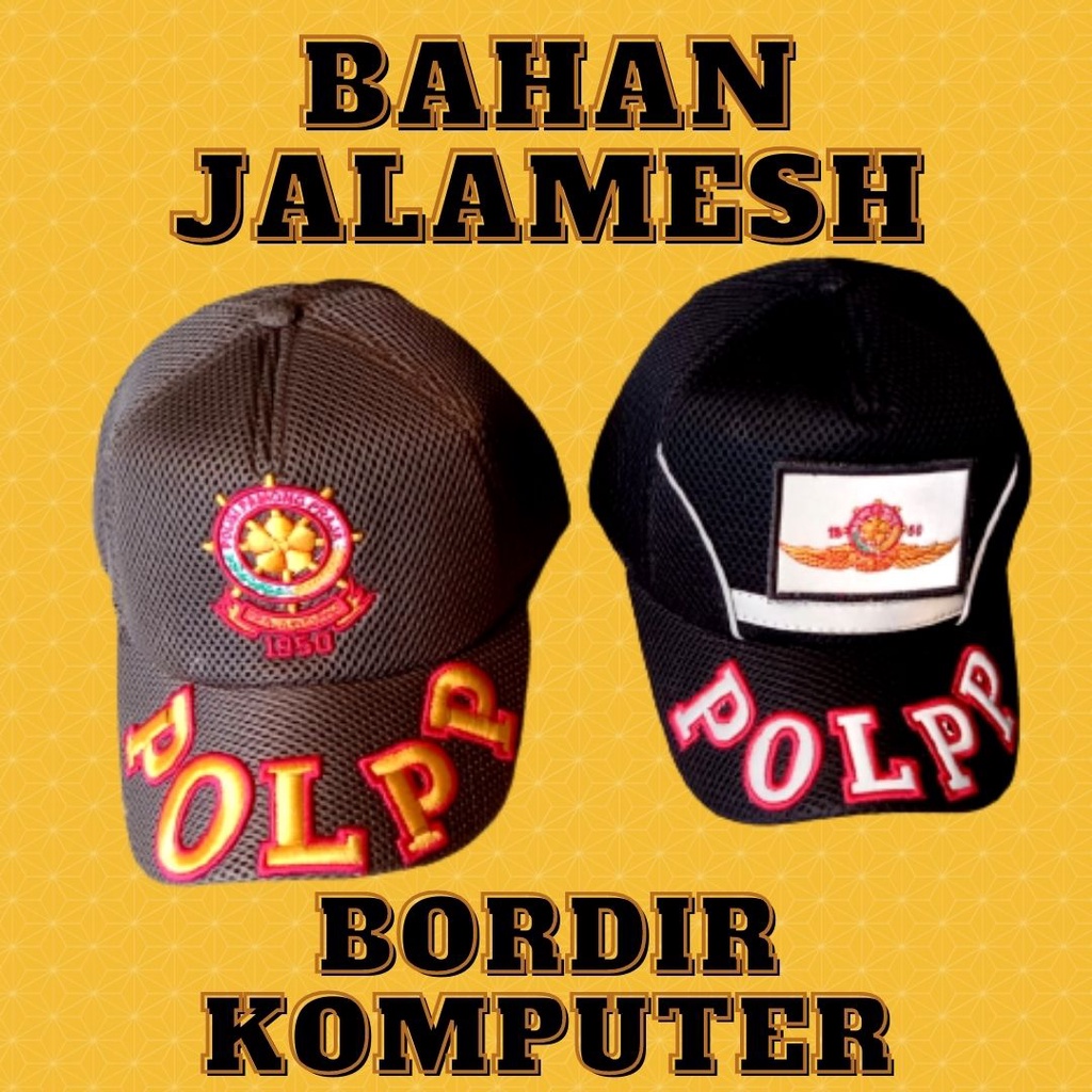 Topi Satpol PP Topi Pol PP/Satpol PP Bahan Kain Jaring dan Mesh/Unisex Topi bordir Pol PP/Satpol PP/