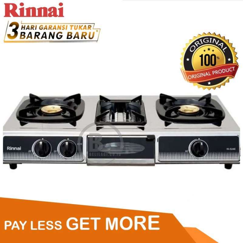 Rinnai Kompor Gas RI-524E Kompor Gas 2 Tungku + 1 Tungku Grill Pan