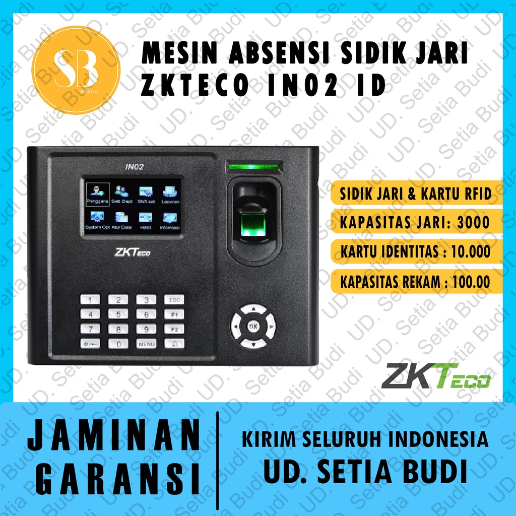 ZKTECO IN02 ID Mesin Absensi Akses Kontrol Sidik Jari dan Kartu RFID