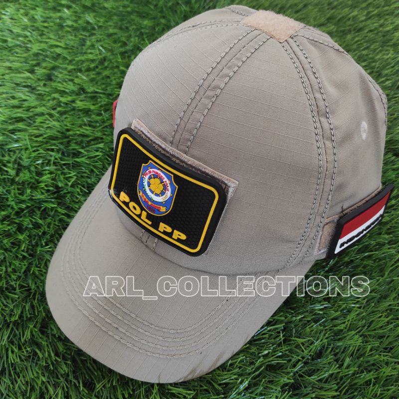 TOPI POL PP BDU VELCRO PLUS 3 PATCH RUBBER LOGO/TOPI SATPOL PP CREAM TAN