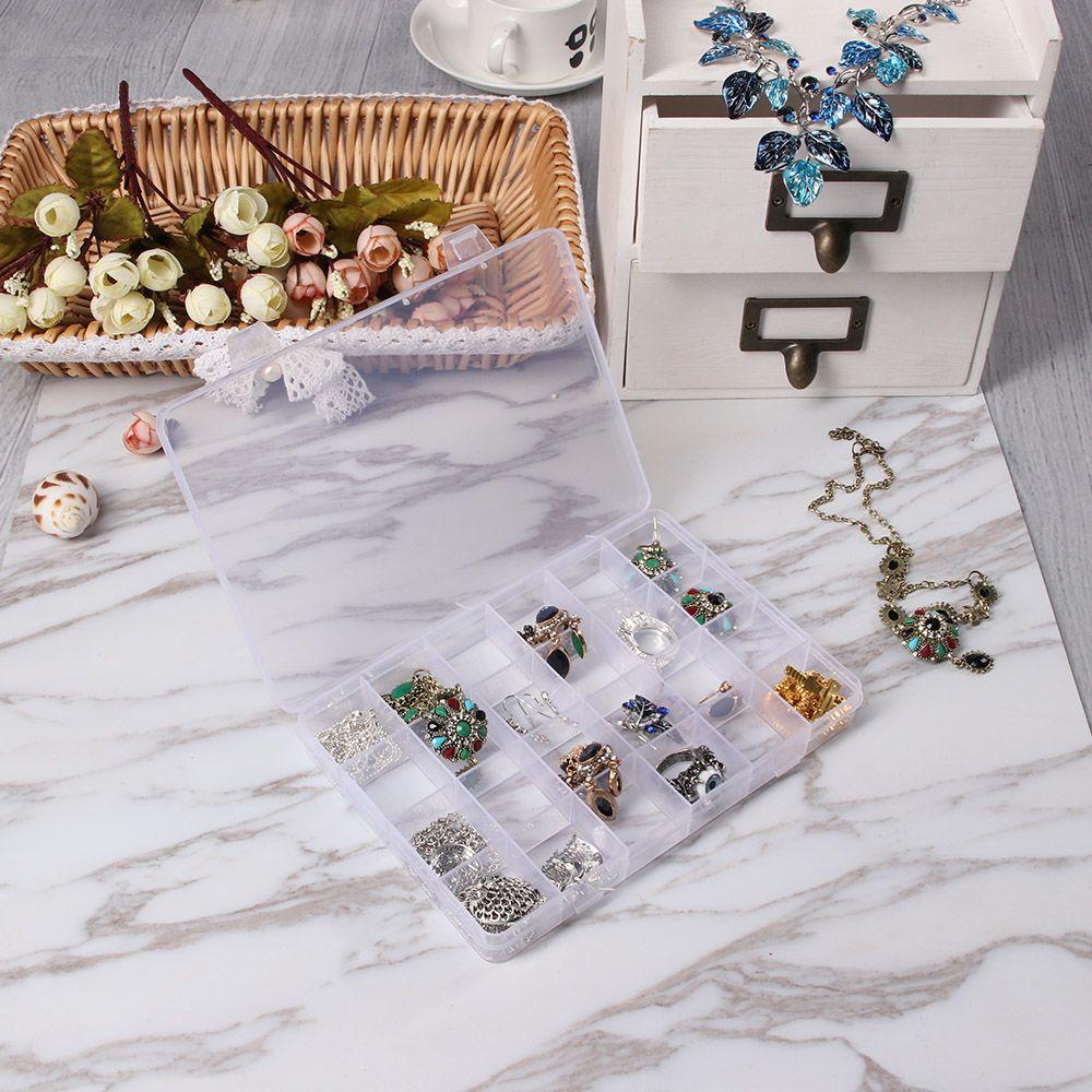 R-FLOWER Kotak Penyimpanan Kosong Transparan Organizer Rhinestones Wadah Perhiasan