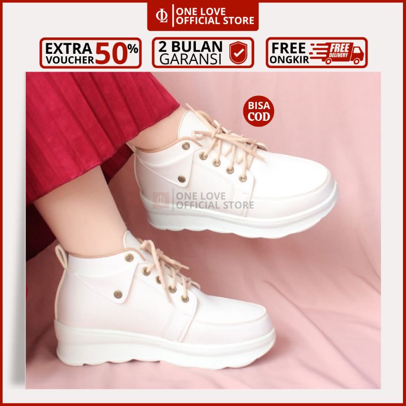 Sepatu Semi Boot Wanita Merk One Love Terbaru / Sepatu One Love Sepatu Boot Fashion Tali Cewek Warna