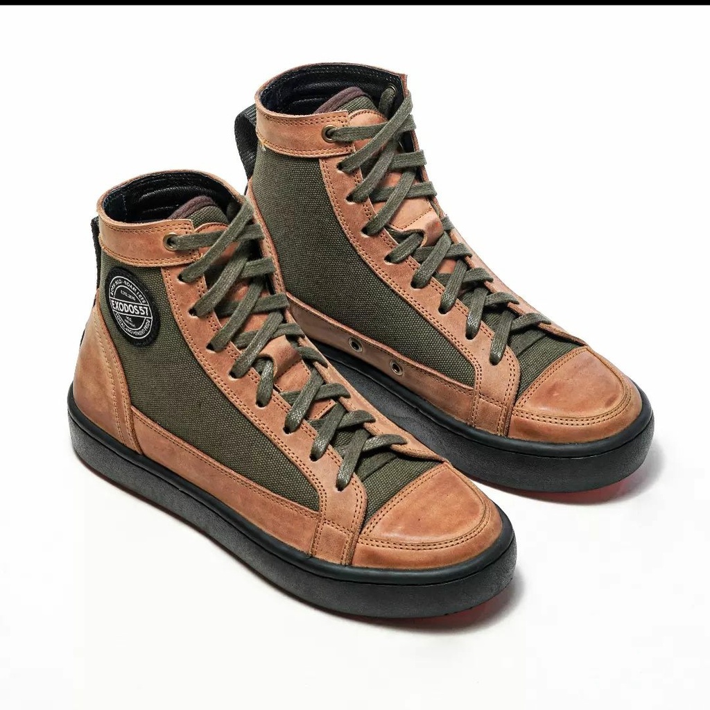 Sepatu Sneaker Kulit Pria Exodos57 - Ozora - Tan Army
