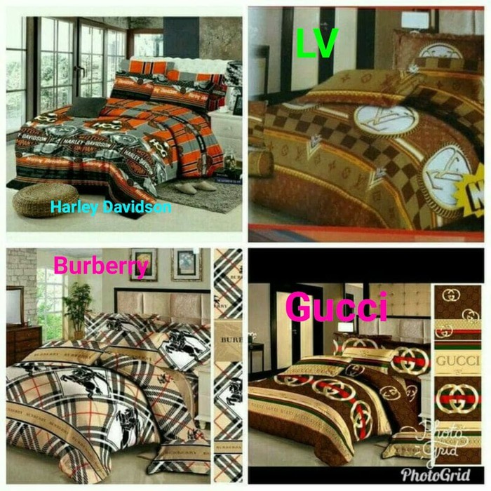 Bed Cover Set Fata Gucci Burberry Lv Harley Davidson Uk 180 160