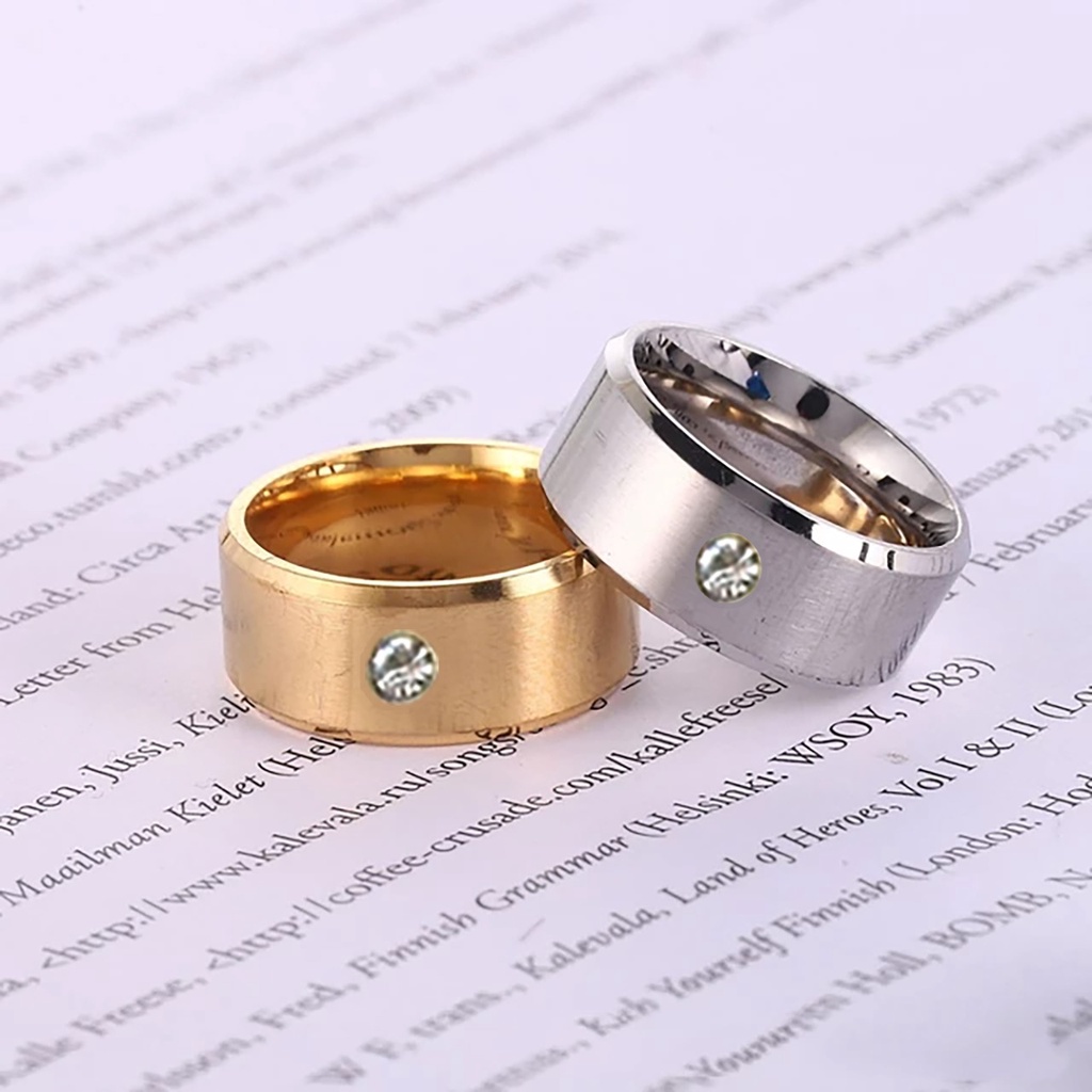 Cincin titanium/couple/tunangan permata satu