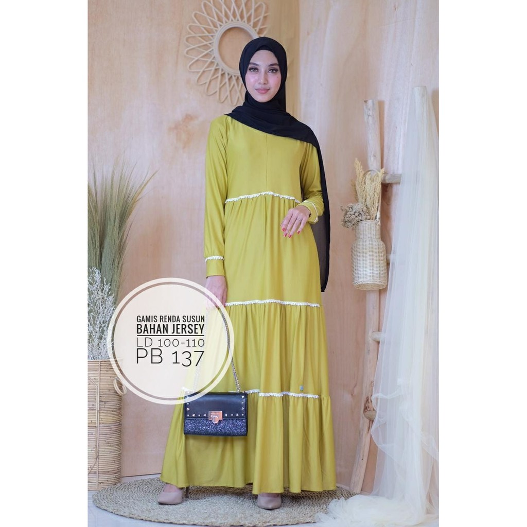 Baju Gamis Syari Busui Friendly Busana Muslim Wanita Jersey Premium Hijau Lemon Shopee Indonesia