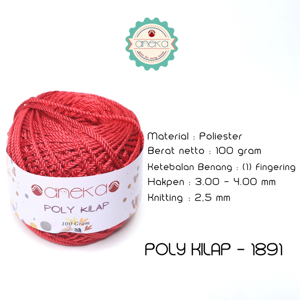 PREMIUM Benang Rajut Polyester/ Poliester / Poli Poly Kilap Warna - 1891