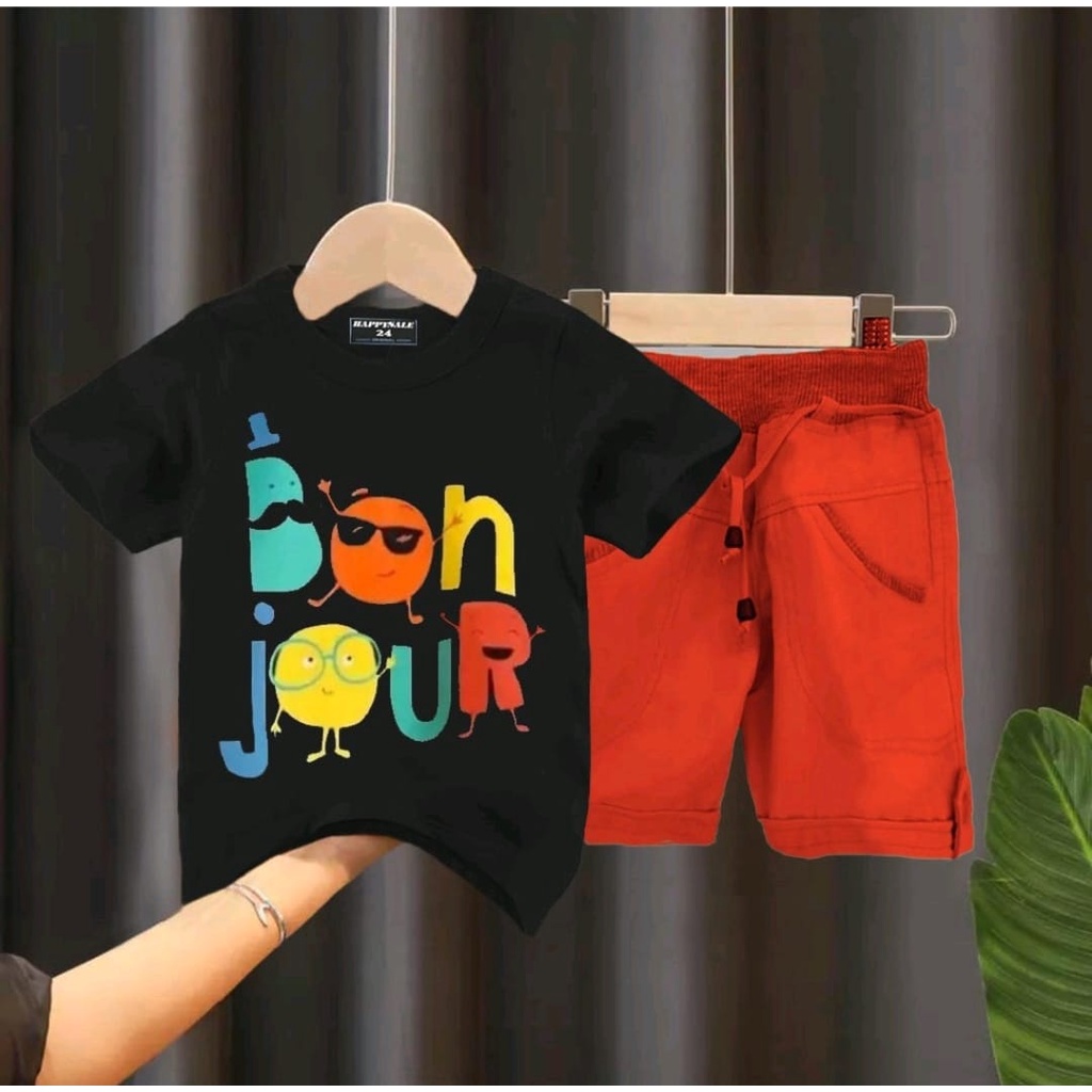 SETELAN ANAK BAJU ANAK MOTIF BONJUR TELARIS DAN TERMURAH 1-5THN BAJU ANAK LAKI LAKI BAJU ANAK PEREMPUAN  TERMURAH HARGA GROSIR