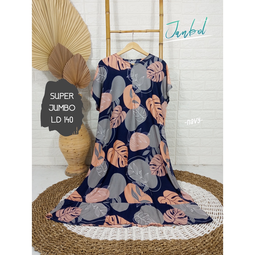 LD 140cm (40 Motif) Daster SUPER JUMBO dan Daster Kaftan LD 150cm Ruffle (Part 1) Daster Rempel JUMBO Daster Viral-Janbol Hitam