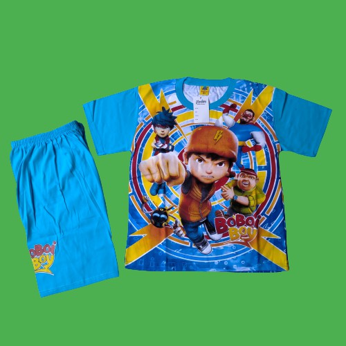 Setelan baju kaos Boboiboy size jumbo untuk BB 30 kg keatas