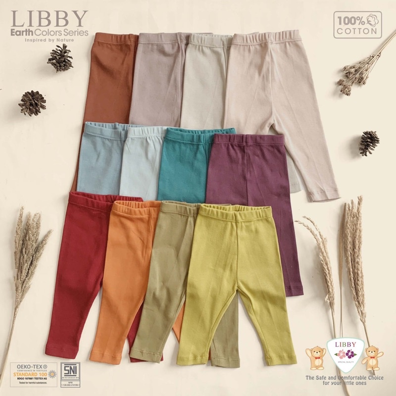 Legging Bayi Celana Anak  0-6 Tahun Bahan 100% Cotton Libby Earth Colors Leggings 1pcs