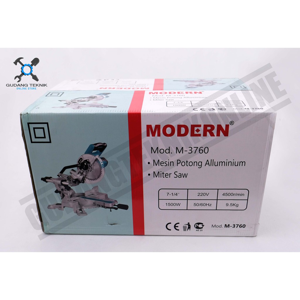 Modern M-3760 / Mesin Potong Aluminium Modern M 3760 Sliding / Miter Saw Modern 7 Inch M3760