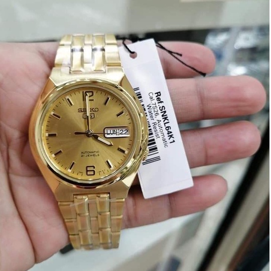 SEIKO SEIKO 5 SNKL64K1 SNKL64 FULL GOLD JAM TANGAN PRIA ORIGINAL - ORI